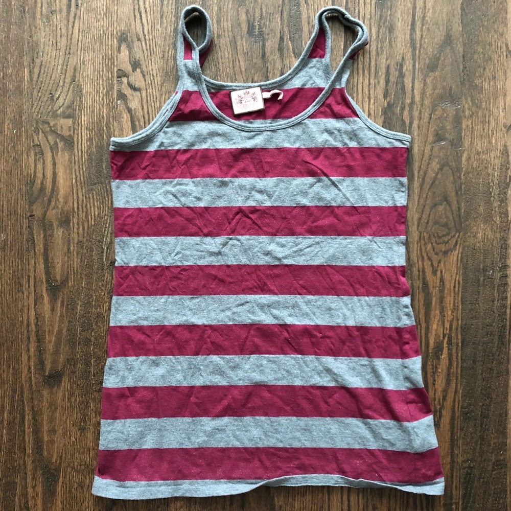 Juicy Couture Maroon & Grey Metallic Striped Tank